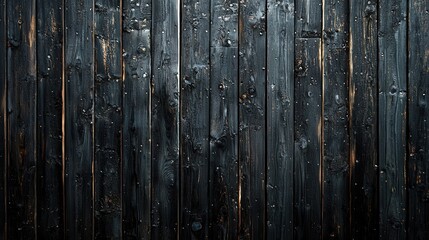 Aufkleber - A dark wooden wall features closely arranged vertical planks, showcasing unique textures and natural imperfections that add rustic appeal and warmth to various settings