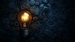 © hamzahalderad - A glowing light bulb sits on a dark background of cogs and gears, signifying creativity and innovation.