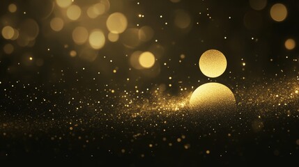 A golden silhouette of a person stands out against a dark background with glittering golden bokeh lights.