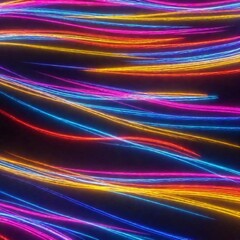 Canvas Print - A dynamic composition of colorful ribbons and streams of light, intertwining in mid-air to create a sense of movement and energy