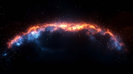 Orange and blue nebula cloud shining in the vastness of outer space