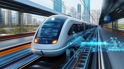 Wall Mural - ai-driven train control systems enhancing high-speed rail safety and efficiency through real-time da