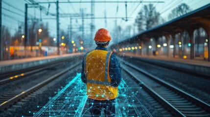 Wall Mural - advanced track inspection using machine learning, predicting maintenance needs and preventing failur