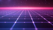 © HQAsset - 3D Abstract Grid Background with Glowing Lines and Purple Gradient