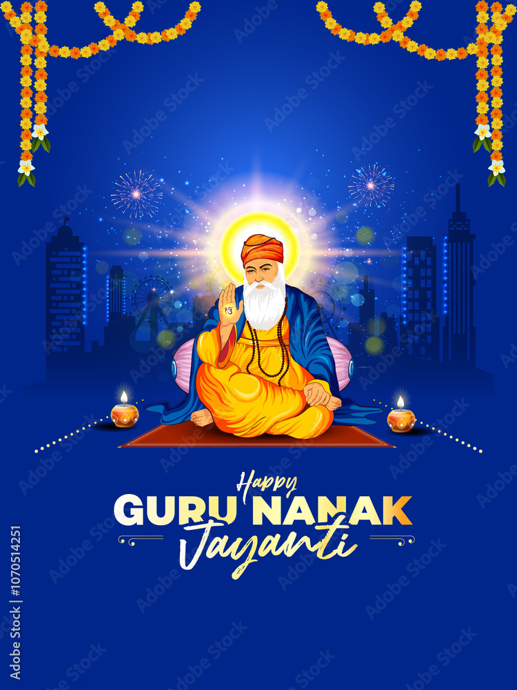 Vertical Greeting card for Guru Nanak jayanti. Indian sikh guru, Guru ...