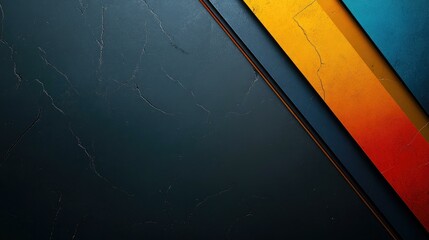 Wall Mural - Abstract background with dark blue, black, yellow, orange and red stripes on a textured surface