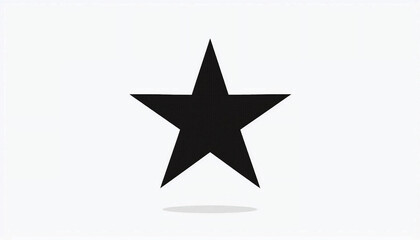 Simple black star with simple round shadow under on pure white background