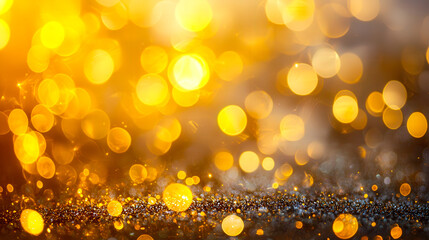 Fototapete - Soft, shimmering golden lights fill the foreground, creating a magical ambiance perfect for celebrations or special events