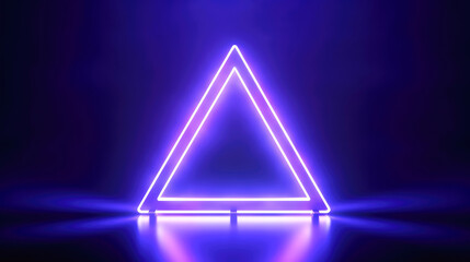 Wall Mural - A striking blue neon triangle glows vibrantly in a dark space, exemplifying the sleek, modern design and captivating visual style.