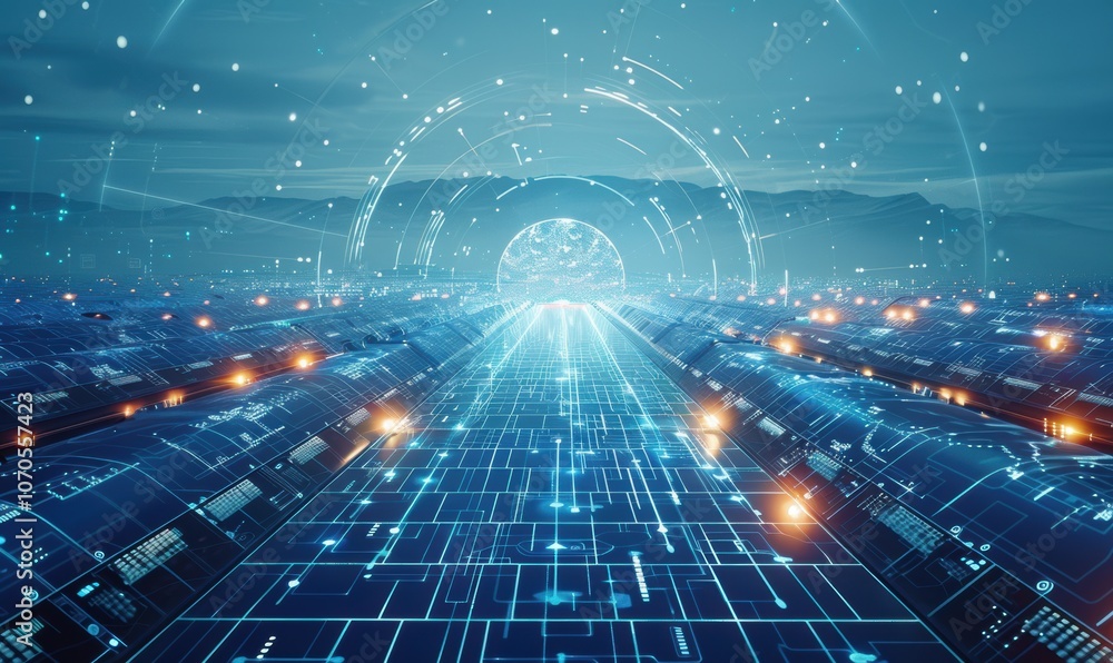 科技笔直道路快捷前行启程起跑线 の Stock イラスト | Adobe Stock