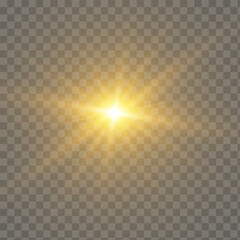 Poster - Vector golden light with glare. Sun, sun rays, dawn, glare from the sun png. Gold flare png, glare from flare png.