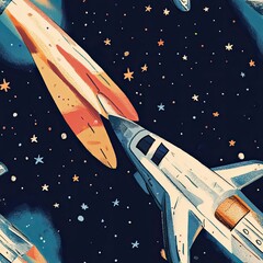 Wall Mural - a spacecraft soaring through a starry night sky