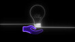 © David~Stock - Neon electric bulb icon animation. Light lamp icon with shadow on gray background with gradient. 4k illustration