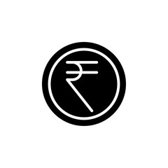 Wall Mural - Indian rupee icon black and white vector sign