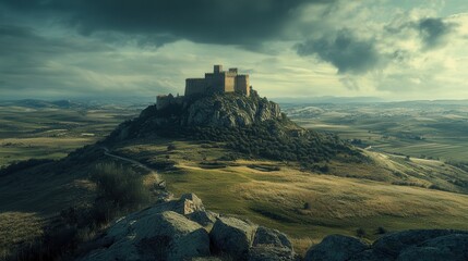 Wall Mural - Explore the stunning Loarre Castle, a remarkable medieval fortress atop a hill in Huesca, showcasing Aragons rich history and picturesque landscapes