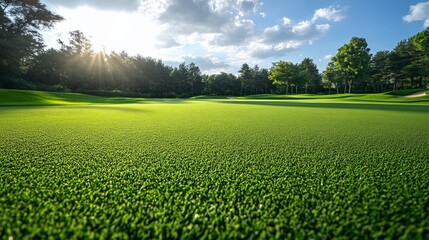 Wall Mural - sunlit golf course landscape