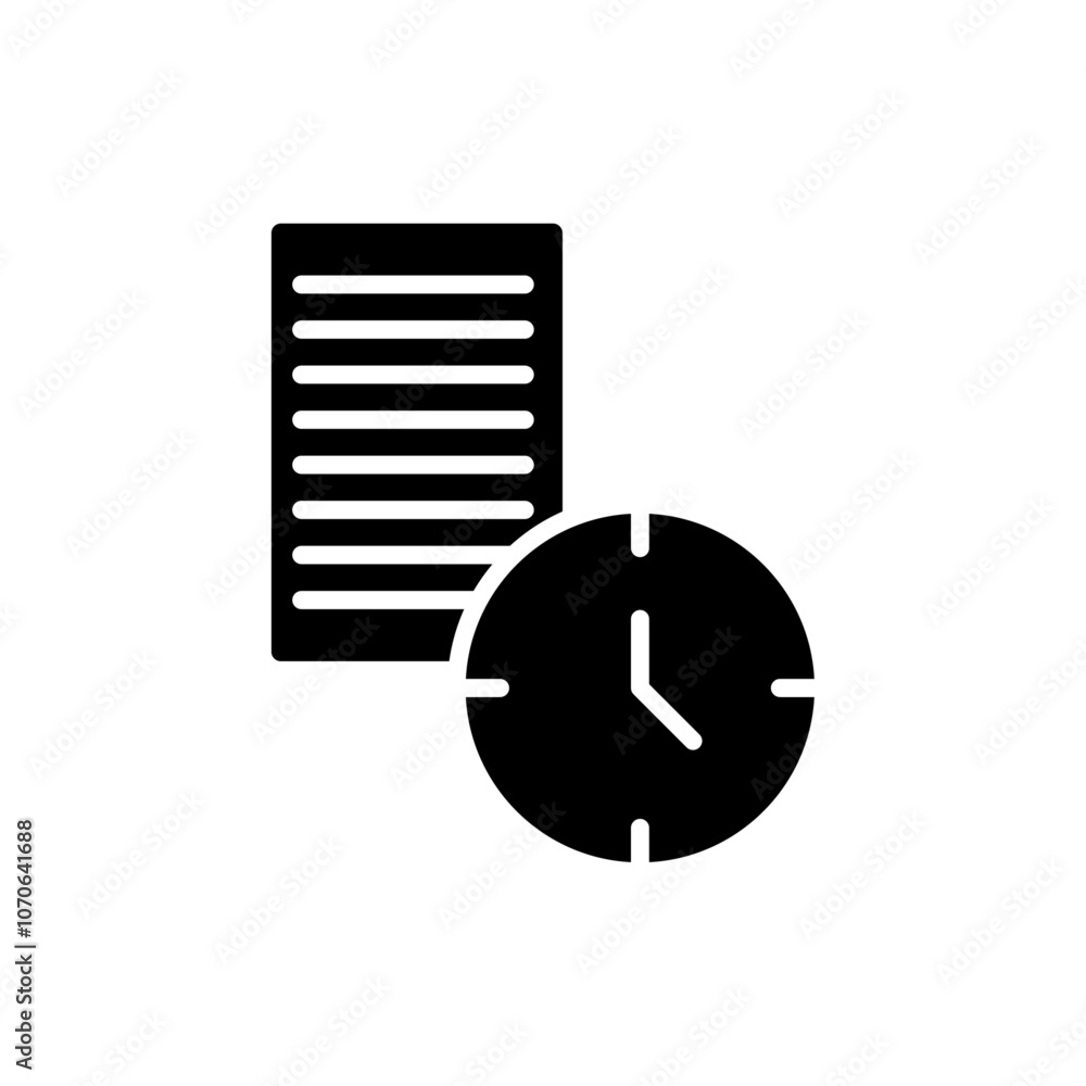 Time management icon black and white vector sign Stock Vector | Adobe Stock
