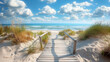 © Dmitry - wooden way to the romantic beach at the sea with dunes and waves