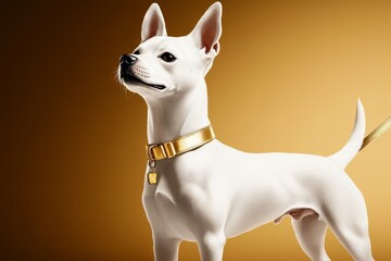 Poster - Minimalist sketch of a dog on a leash, creating a simple, clean look on a soft background