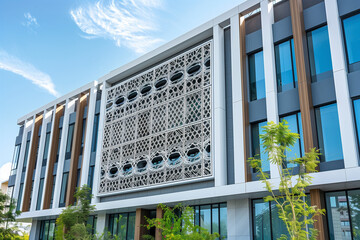 Wall Mural - modern building with sky and clouds with Islamic architectural elements