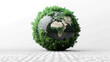 © Pickoloh - Ecology concept Green planet earth with tress world environment and earth day, Sustainable green Eco friendly creative idea concept design, isolated on white background.