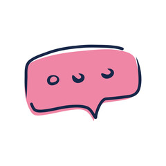 Aufkleber - Pink speech bubble in flat design. Online message feedback symbol in doodle. Vector illustration isolated.