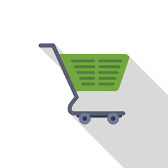 Wall Mural - green shopping cart icon symbolizing online shopping, e commerce, and consumer behavior