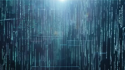 Wall Mural - binary code raining down in abstract cyberspace visualization