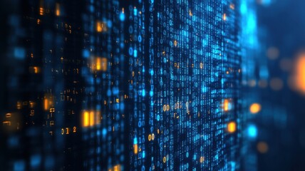 Wall Mural - abstract digital background binary code information flows through cyberspace creating a big data tun