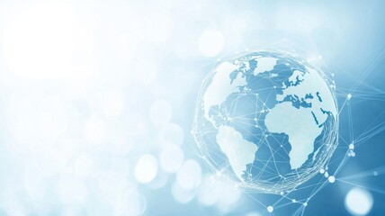 Wall Mural - background of planet earth rotating and showing technology connections in cyberspace with bokeh effe