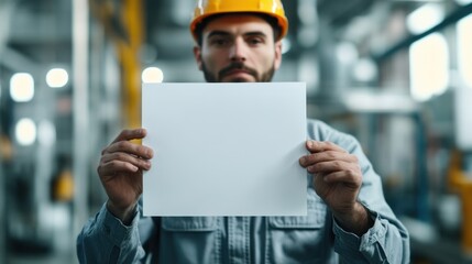 Worker Holding a Blank Sign