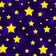 Wall Mural - A seamless background with bright yellow stars on a deep purple texture, evoking a vibrant, magical night sky