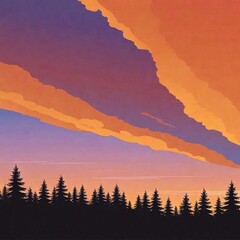 Sticker - beautiful sunset over the lake