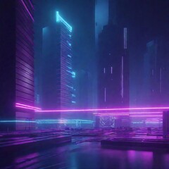 Canvas Print - A neon-lit city in ruins, with malfunctioning billboards and collapsing skyscrapers.