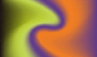 Poster - Blurred gradient swirl in shades of purple, green, and yellow. Abstract vector illustration exudes a calming, ethereal energy, reminiscent of cosmic or natural light phenomena.