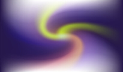 Poster - Blurred gradient swirl in shades of purple, green, and yellow. Abstract vector illustration exudes a calming, ethereal energy, reminiscent of cosmic or natural light phenomena.