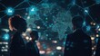 © SKIMP Art - A visually appealing and professional stock photo of several business people surrounded by global network connections, representing the concept of connectivity in modern marketing Generative AI