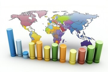 Poster - A Colorful World Map with Bar Graph Representation of Data