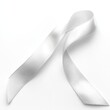 © Lui Shtein - Elegant silver ribbon on white background for awareness campaigns