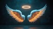 © Cloudy - A photo spot with glowing angel wings and a halo suspended in front of a dark wall
