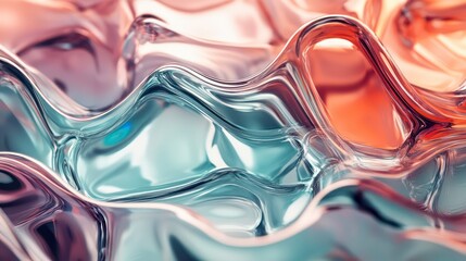 Leinwandbilder - Abstract waves of translucent material reflecting light in various colors.
