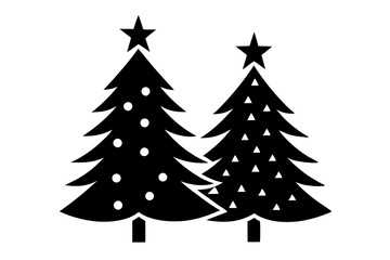 Wall Mural - Christmas trees vector silhouette on white background