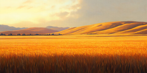 Poster - Golden Wheat Field at Sunset 