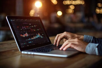 Poster - Person Using Laptop to Analyze Financial Data and Charts