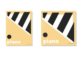 Piano music poster set. Colored flat vector illustration. White background.