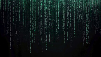 Wall Mural - a mesmerizing digital artwork featuring cascading green code in a dark background. this modern style