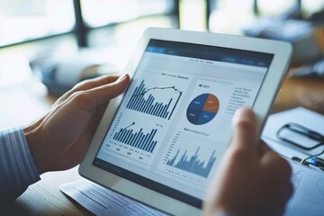 Leinwandbilder - A Person Analyzing Financial Data on a Tablet
