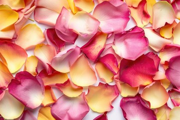 Wall Mural - A collection of colorful petals on a clean white background