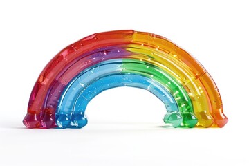 A colorful rainbow shaped object sitting on a white surface