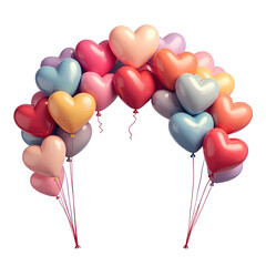 Celebrate love and joy with a stunning heart balloon arch that brightens any occasion, digital art of decorative display concept.